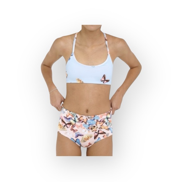 new Submarine ❤︎ Highs + Lows Print Bikini Set ❤︎ Cherry Blossom on Baby Blue - Picture 3 of 16